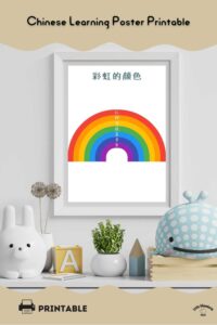 Colors of rainbow Chinese poster for kids homeschool and classroom wall art