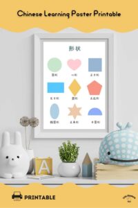Shapes Chinese poster for kids homeschool and classroom wall art